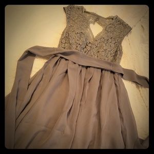 Tevolio Gray Lace Chiffon Bridesmaid Dress